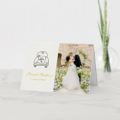 ハンドドロー車のドードル新モダン婚クリスマス 箔シーズンカード (正面)