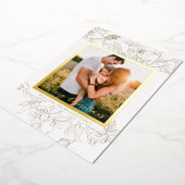 ハンドドロー金ゴールド&ホワイトフローラメリークリスマス 箔シーズンカード