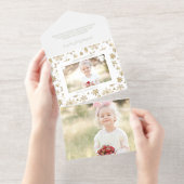 ハンドドロー金箔スノーフレークのクリスマスフォト オールインワン招待状 (切り取り部)