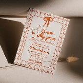 ハンドドロー間抜けグガチョウのリボン赤ちゃんシャワー 招待状