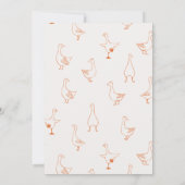 ハンドドロー間抜けドオレンジガチョウのギンガムベビーシャワー サンキューカード (裏面)