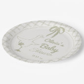 ハンドドロー間抜けドガチョウ中立リボンベビーシャワー ペーパープレート (アングル)