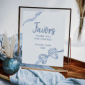 ハンドドロー青い弓ボーイベビーシャワーの好意ポスター