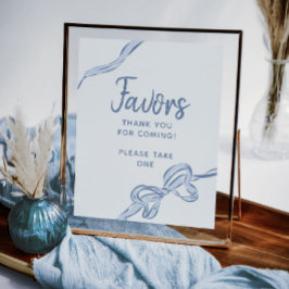 ハンドドロー青い弓ボーイベビーシャワーの好意ポスター