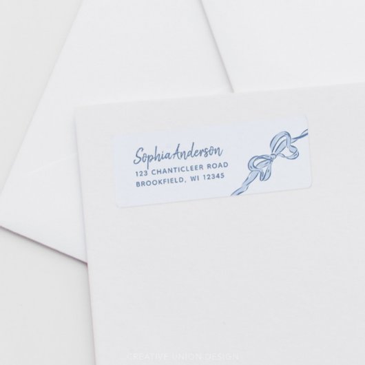 ハンドドロー青い弓ボーイベビーシャワー ラベル