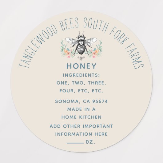 ハンドドロー養蜂家養蜂会フローラコテージ会社 ラベル (デザイン1)