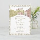 ハンドドロー魅力的ドリュブリャナキャッスルブライダルシャワー 招待状 (スタンド正面)