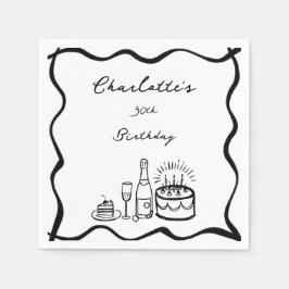 ハンドドロー30歳の誕生日 スタンダードカクテルナプキン