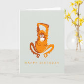 ハンドドロー – ORANGUTAN – 野生生物 – 自然 – 霊長類 カード (黄色い花)