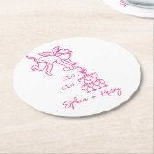 ハンドドローCin Cherubお洒落ズ結婚ナプキン ラウンドペーパーコースター (アングル)