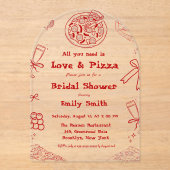 ハンドドローis love & pizzaブライダルシャワー アクリル招待状 (正面)