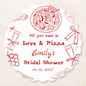 ハンドドローis love & pizzaブライダルシャワー ペーパーコースター (正面)