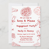ハンドドローis love & pizza婚約パーティ 招待状 (正面)