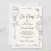 ハンドドローOhベビーホットエアバルーンボウ赤ちゃんシャワー 招待状