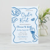 ハンドドードルオイスターカクテル婚約パーティ 招待状 (スタンド正面)