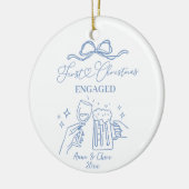 ハンドドードル初めてのクリスマス 婚約した セラミックオーナメント (左)