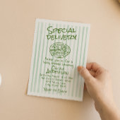ハンドドーングリーンピザスペシャルデリバリーベビーシャワー 招待状