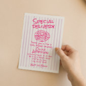 ハンドドーンピンクピザスペシャルデリバリーベビーシャワー 招待状