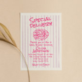 ハンドドーンピンクピザスペシャルデリバリーベビーシャワー 招待状