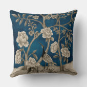 ハンドネイビ絵を描ーブルーチャイノアイセリーフローラ緑 クッション (裏面)