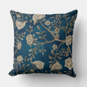 ハンドネイビ絵を描ーブルーチャイノアイセリーフローラ緑 クッション (正面)