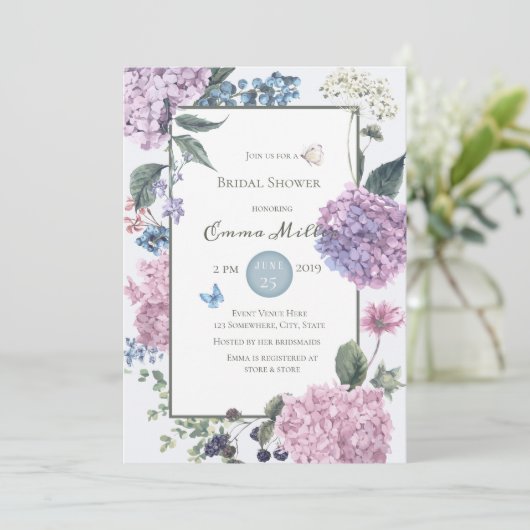 ハンドハイ色彩の鮮やかジアフローラブライダルシャワー 招待状 (スタンド正面)