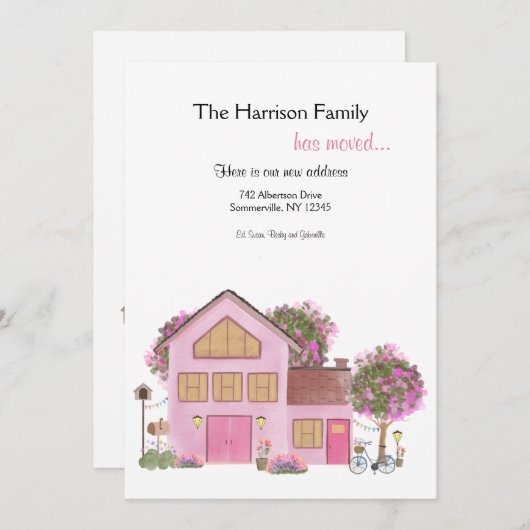 ハンドハ絵を描ウスの移動発表 案内状 (正面/裏面)