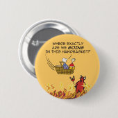 ハンドバスケットボタンで地獄へ 缶バッジ (正面&裏面)