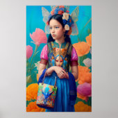 ハンドバッグとスカーフの美しい女の子 ポスター (正面)