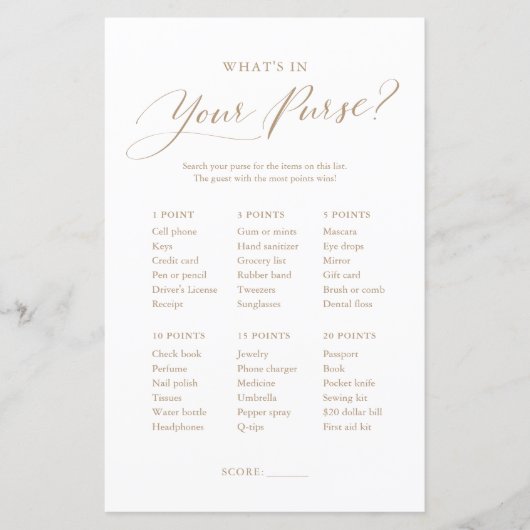 ハンドバッグのミニマリストBaby Shower Game (正面)