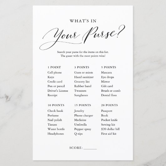 ハンドバッグのミニマリストBaby Shower Game (正面)