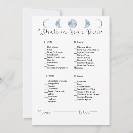 ハンドバッグのライトぶら下がったに何が入るブライダルシャワー 招待状 (正面)