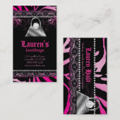 ハンドバッグの財布Nのレースのピンクのシマウマのモダンのダイヤモンド 名刺 (正面/裏面)