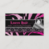 ハンドバッグの財布Nのレースのピンクのシマウマのモダンのダイヤモンド 名刺 (裏面)