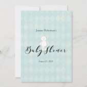 ハンドバッグの赤ちゃんシャワーゲームで白いテディベア 招待状 (裏面)