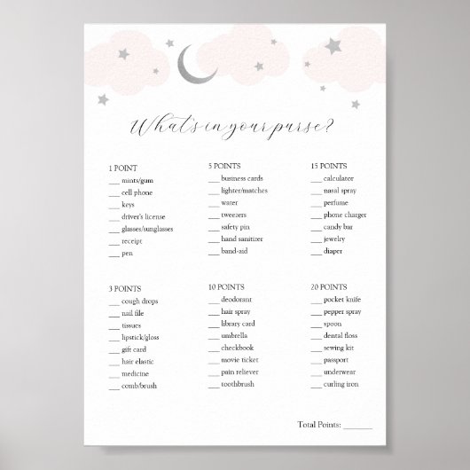 ハンドバッグの赤ちゃんシャワーゲームの内容 ポスター (正面)