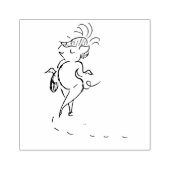 ハンドバッグを使った女性の豚の木のアートスタンプ ラバースタンプ (インプリント)