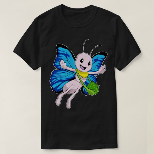 ハンドバッグ付き蝶 Tシャツ (デザイン正面)