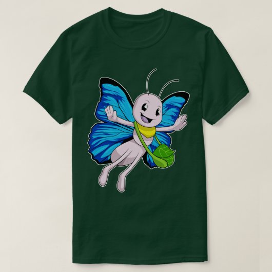 ハンドバッグ付き蝶 Tシャツ (デザイン正面)