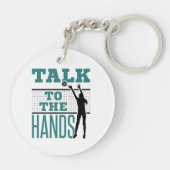 ハンドバレーボール中おもしろい遮断薬に話す キーホルダー (裏面)