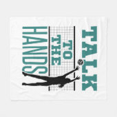 ハンドバレーボール中おもしろい遮断薬に話す フリースブランケット (正面(横))