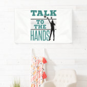 ハンドバレーボール中おもしろい遮断薬に話す 横断幕 (インサイチュ)