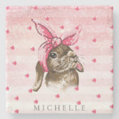 ハンドバ絵を描ニーグリッターパーソナライズされた ストーンコースター (正面)