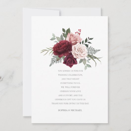 ハンドバ絵を描ルガンディローズブーケ サンキューカード (正面)