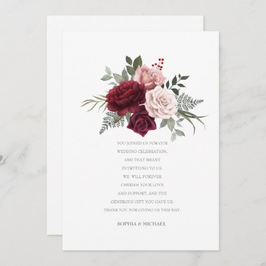 ハンドバ絵を描ルガンディローズブーケ サンキューカード (正面/裏面)