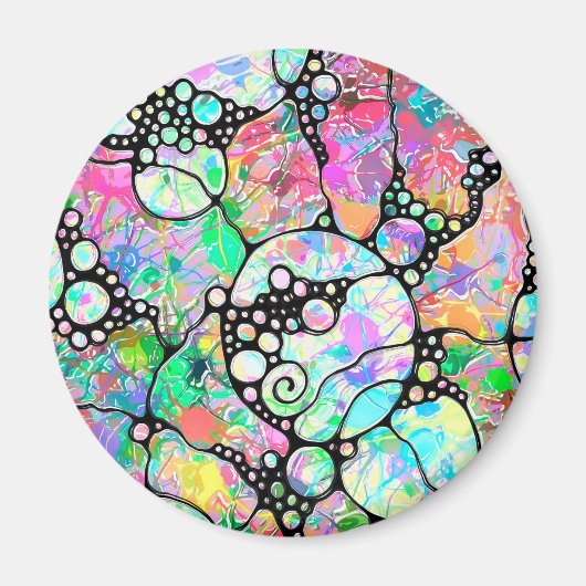 ハンドパターンとデジタル絵を描パターンのアート31 マグネット (正面)