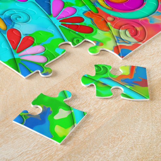 ハンドパターンとデジタル絵を描パターン18 ジグソーパズル (側面)