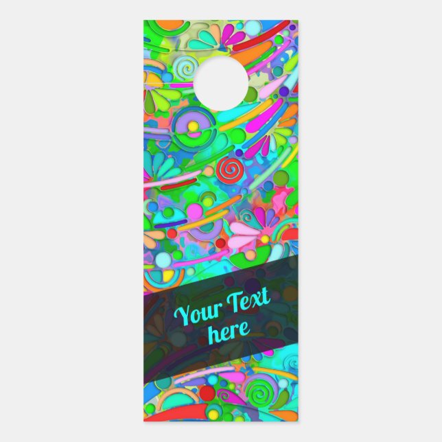 ハンドパターンとデジタル絵を描パターン18 ドアノブサイン (正面)