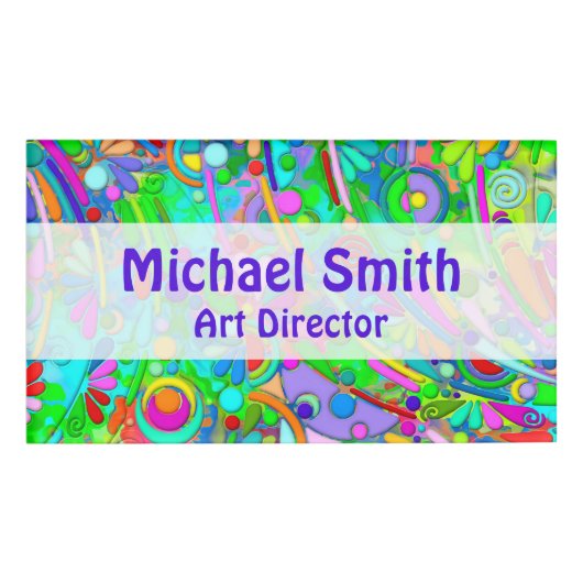 ハンドパターンとデジタル絵を描パターン18 名札 (正面)