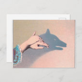 ハンドパペットウルフビクトリアンヴィンテージChiaroscuro ポストカード (正面/裏面)